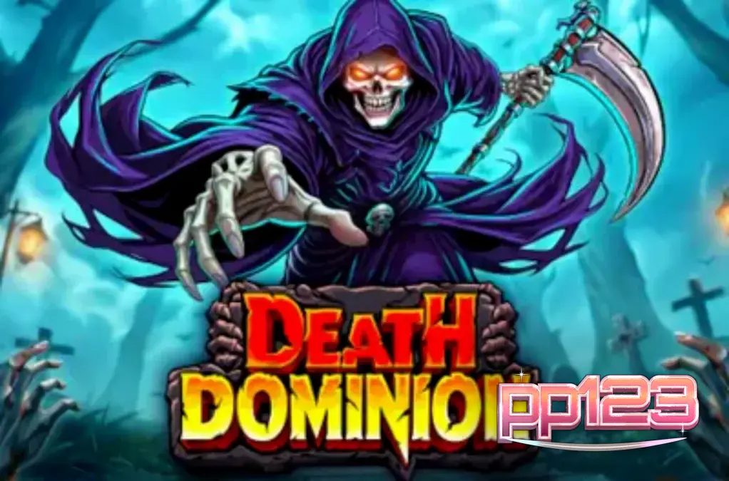 Tampilan visual slot Death Dominion dengan tema gotik dan Grim Reaper
