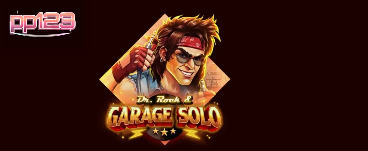 Tampilan visual slot Dr. Rock & Garage Solo dengan tema musik rock